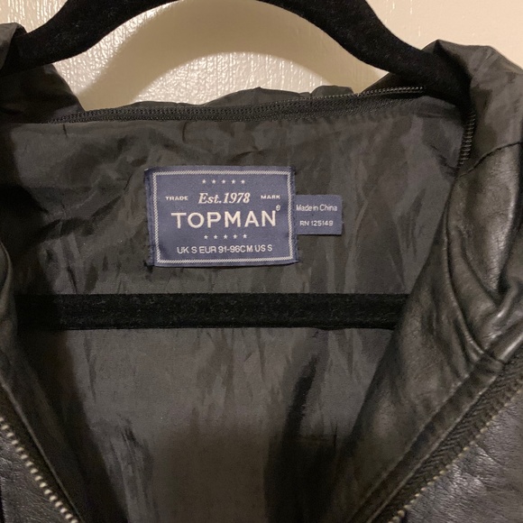 Mens Topman Leather Moto Jacket - Picture 3 of 7